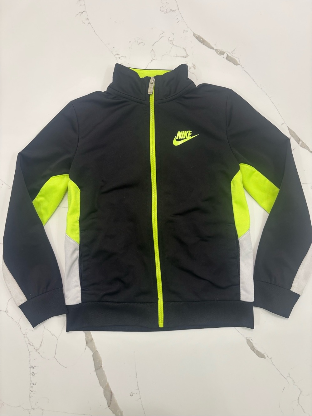 Nike Black & Neon Green Kids Full-Zip Sport Jacket size 7